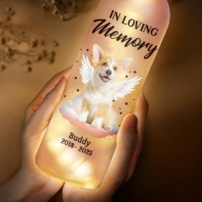 Custom Photo Your Light Will Always Shine In My Heart Bottle Light - Heartfelt Memorial Light for Pet Lovers