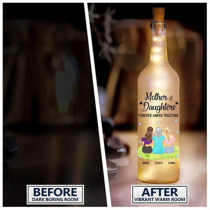 Mother & Daughter Forever Linked Together - Bottle Light Keepsake for Home Decor, Sentimental Gift for Mothers and Daughters, LED Fairy Light in Frosted Glass