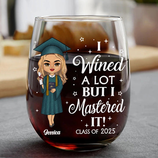 I Wined A Lot - Personalized Stemless Wine Glass for Graduations, Parties, and Gifts - Fun and Hilarious Wine Lover's Keepsake