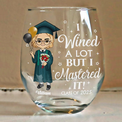 I Wined A Lot - Personalized Stemless Wine Glass for Graduations, Parties, and Gifts - Fun and Hilarious Wine Lover's Keepsake