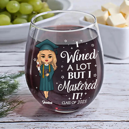 I Wined A Lot - Personalized Stemless Wine Glass for Graduations, Parties, and Gifts - Fun and Hilarious Wine Lover's Keepsake