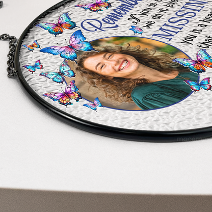 Remembering You - Personalized Photo Stained Glass Suncatcher for Memorial Tribute, Sympathy Gift, 6 Inch, 7.8 Inch, Elegant Window Hanging Decor