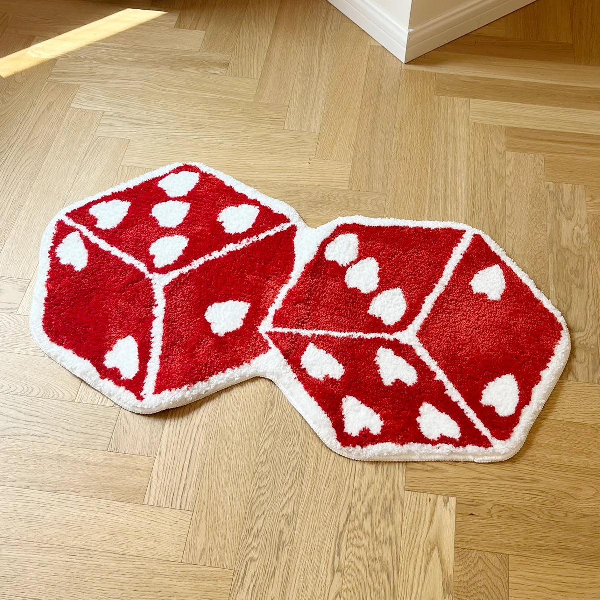 irregular red dice tufted rug living room carpet anti fouling washable cheerful bedside mat soft floor pad doormat aesthetic home decor
