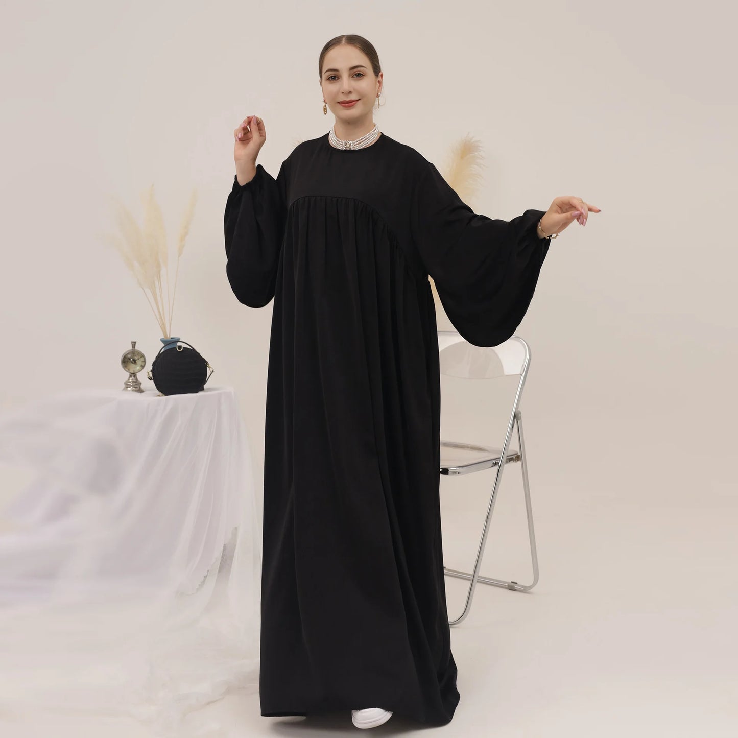 modest loose muslim dress abaya eid ramadan elegant with pocket for women, comfortable fit, stylish design, perfect for prayer and daily wear, various colors available