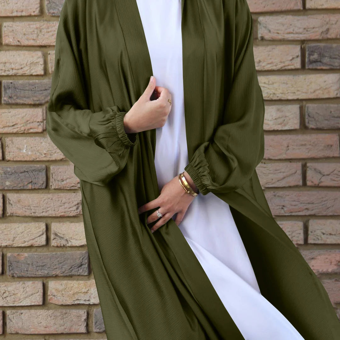 prayer clothes women satin cardigan robe islamic long-sleeved dress 2024 - modest fashion, comfortable fit, ideal for daily wear and special occasions