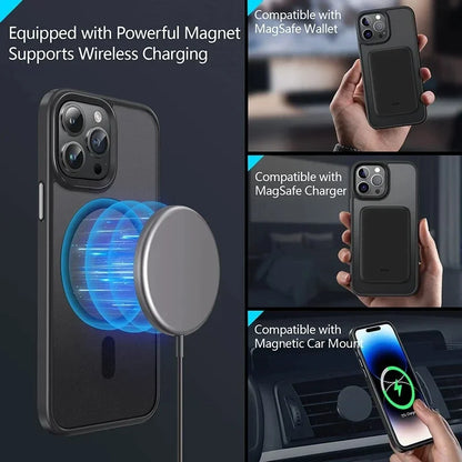 Luxury Matte Magnetic Translucent Case for iPhone 14/15/16 Plus, Pro, Max - Shockproof, Wireless Charging, Anti-Scratch Cover