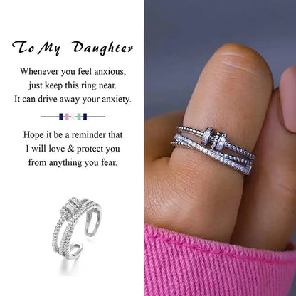 B0BFDR9CMS To My Daughter-Fidget Ring Anxiety Meditation Ring for Women Girls Ring with Beads Spinner Adjustable Swivel Ring With Gift Box