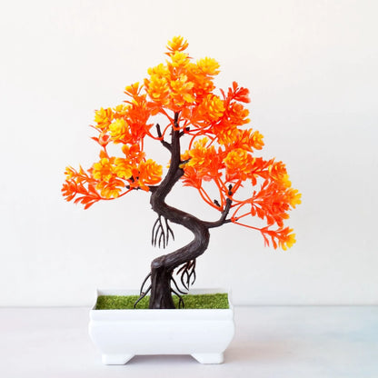 Artificial Bonsai Tree Decoration - Realistic Plastic Plant with Pot for Home, Office, Indoor and Outdoor Anniversary or Exhibition Display - Elegant Tabletop Ornament