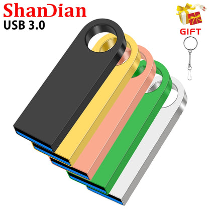 USB 3.0 High Speed Metal Flash Drive 128GB 64GB 32GB 16GB Portable Memory Stick Key Chain for Data Storage and Backup