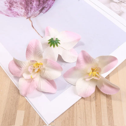 Artificial Orchid Flower Heads 7.5cm, Silk Decoration for Home Wedding, DIY Craft, 10/20/30PCS Assorted Colours, Gift Scrapbooking Decorative Floral Design