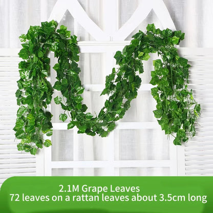 Artificial Green Ivy Leaf Vine Garland, Silk Hanging Decoration, 2.1M Length, Home Garden Decor, Wedding Party Display, Outdoor Use, DIY Crafts, Wall Accent