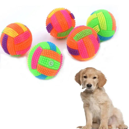 Glowing LED Rubber Dog Ball with Sound, Interactive Chew Toy for Puppies and Dogs, Durable Bouncy Soccer Ball Shape, Indoor Outdoor Pet Play, Suitable for Small to Large Dogs