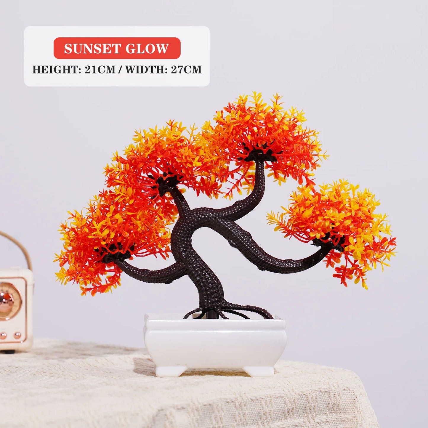 miniature artificial bonsai tree ornament - lifelike desktop pot plant for home, office or garden decor - low maintenance accent for indoor or outdoor use