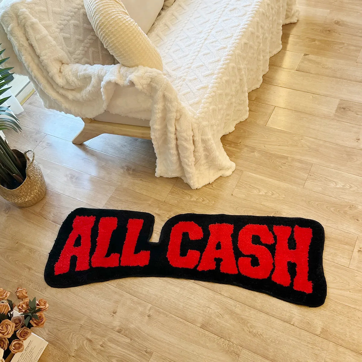 all cash black red tufted rug living room carpet bathmat soft bedroom cloakroom mat aesthetic home floor pad non-slip washable multi-use design
