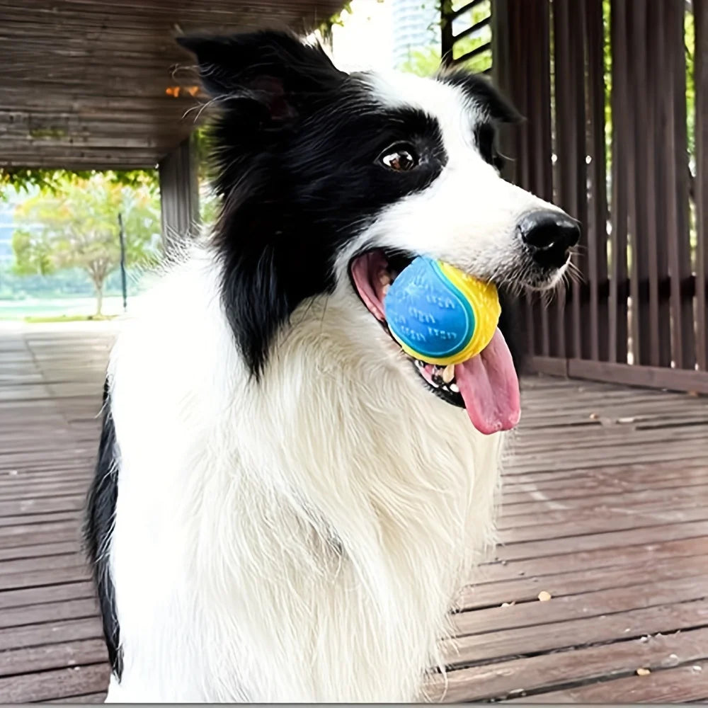 interactive dog chew ball, durable tpr for active play, supports dental health, ideal for medium to large breeds, indoor & outdoor engaging toy, boosts mental & physical activity