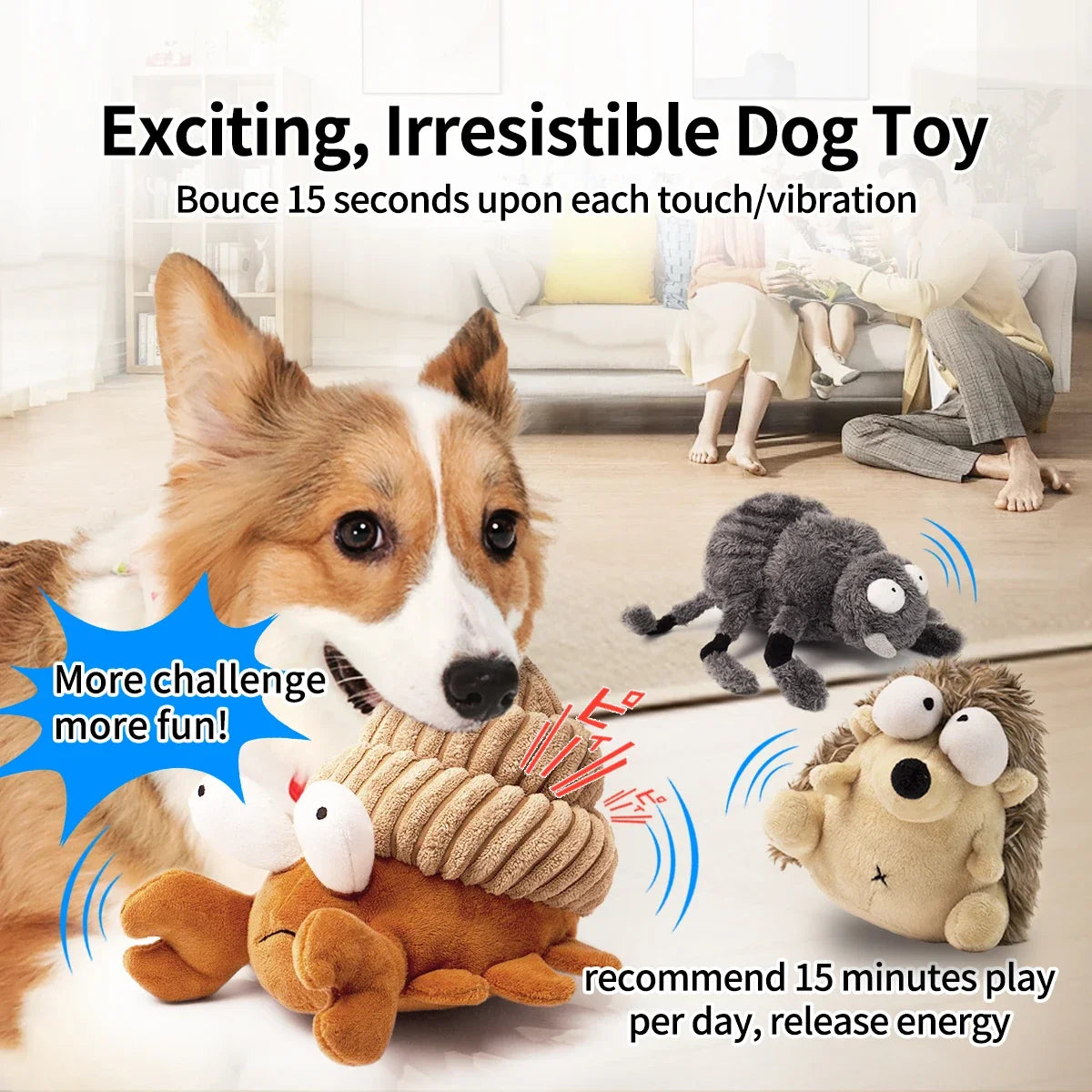 interactive plush dog toy ball with motion for small breeds, chew-friendly fleece & durable plastic, fetch exercise, battery powered, ideal for fun & fitness