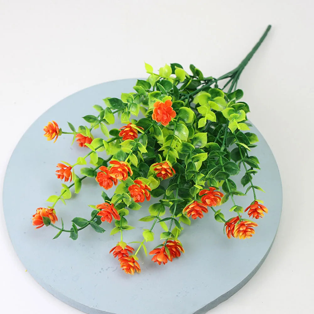 artificial flowers uv resistant for outdoor decor, wedding, garden, kitchen, office, indoor decoration, plastic greenery shrubs, realistic fake flower arrangement
