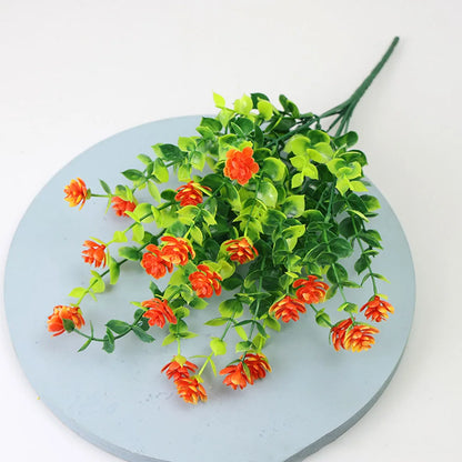 Artificial Flowers UV Resistant for Outdoor Decor, Wedding, Garden, Kitchen, Office, Indoor Decoration, Plastic Greenery Shrubs, Realistic Fake Flower Arrangement