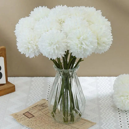 Artificial Dandelion & Hydrangea Flower Bouquet 5pcs Non-Woven Fabrics for Home Vase Decor, Garden, Party, Wedding Centrepiece, Bridal, Christmas Ornament