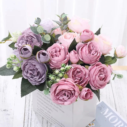 Silk Peony Rose Artificial Flower Bouquet for Wedding, Home Decor, Bridal Props, Indoor Events, Gift Arrangement, Photography Backdrop, Versatile Floral Accent