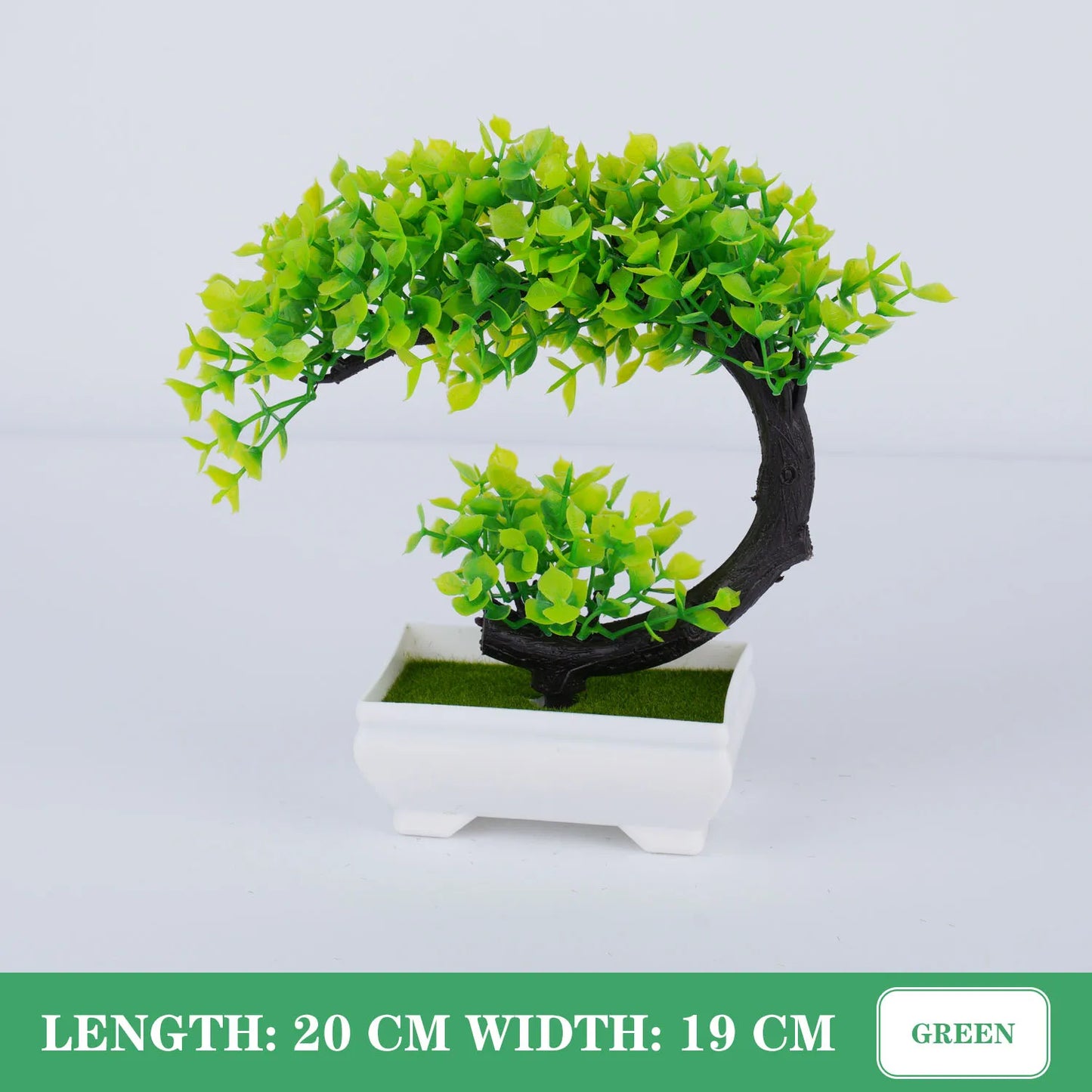 artificial bonsai plant décor, plastic potted ornament for home, office, garden, hotel, indoor & outdoor exhibition, realistic greenery, low-maintenance decor