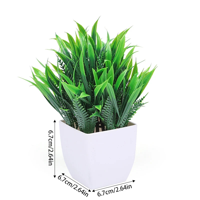 artificial eucalyptus bonsai plant, green decorative mini potted tree, indoor home décor, garden, bedroom, office display, plastic fake plant for tabletop arrangement