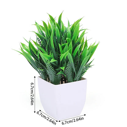 Artificial Eucalyptus Bonsai Plant, Green Decorative Mini Potted Tree, Indoor Home Décor, Garden, Bedroom, Office Display, Plastic Fake Plant for Tabletop Arrangement