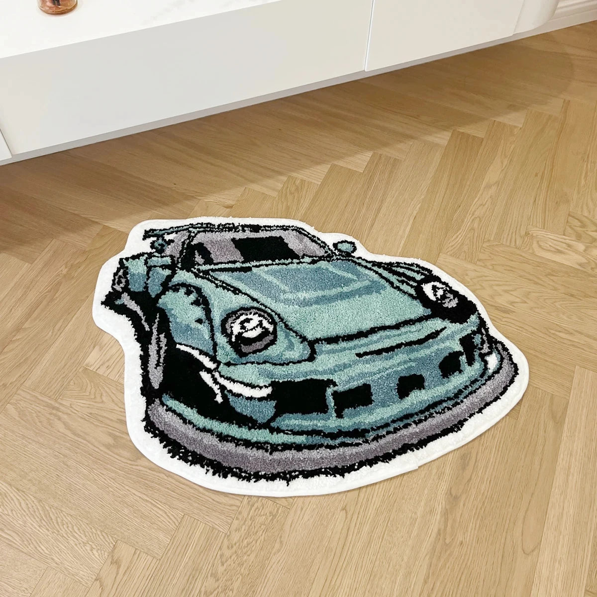 green enthusiast racing car flocking rug soft bedroom mat anti slip living room carpet aesthetic door floor pad