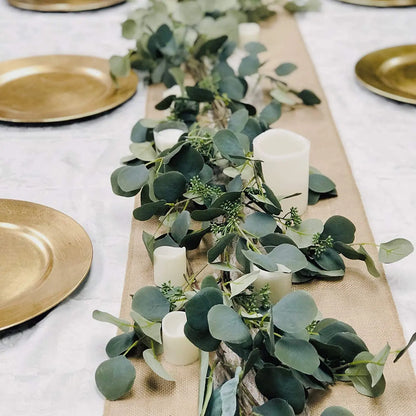 Artificial Eucalyptus Garland 2m Green Leaf Vines for Wedding, Home Party, Arch, Garden, and Outdoor Hanging Decoration, Greenery Rattan Plant Decor