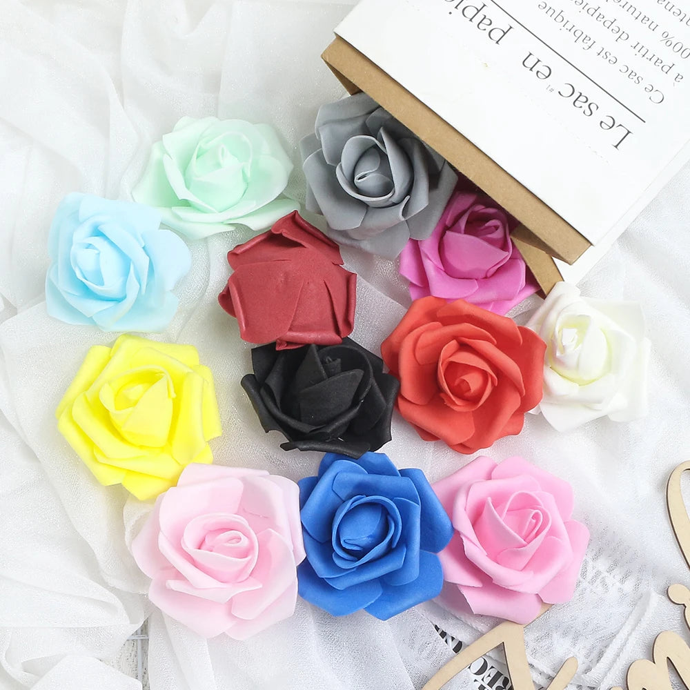 artificial rose flower heads 7cm | wedding party home decor | garden diy crafts | 10/20/50 pack | anniversary birthday housewarming event decoration