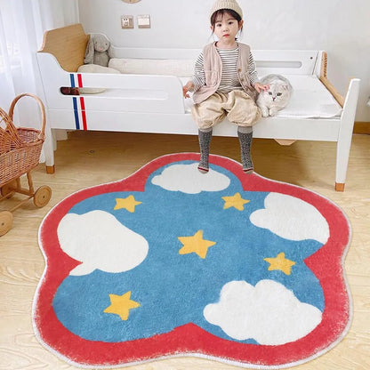 VIKAMA Heart Letter Creative Imitation Cashmere Bedroom Blanket Carpet for Home Decoration, Anti-Slip Bathroom Rug, Soft Children's Room Floor Mat