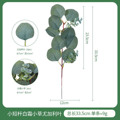 Artificial Eucalyptus Leaf Branch, Plastic Decorative Plant for Bridal Shower, Desktop or Outdoor Use, Cloth Texture, Perfect for Exhibitions and Home Decor