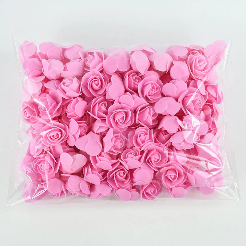 artificial foam rose flowers, 100/300pcs 3cm, diy craft supplies for wedding, valentine's day, bridal shower, home decor, indoor floral arrangements