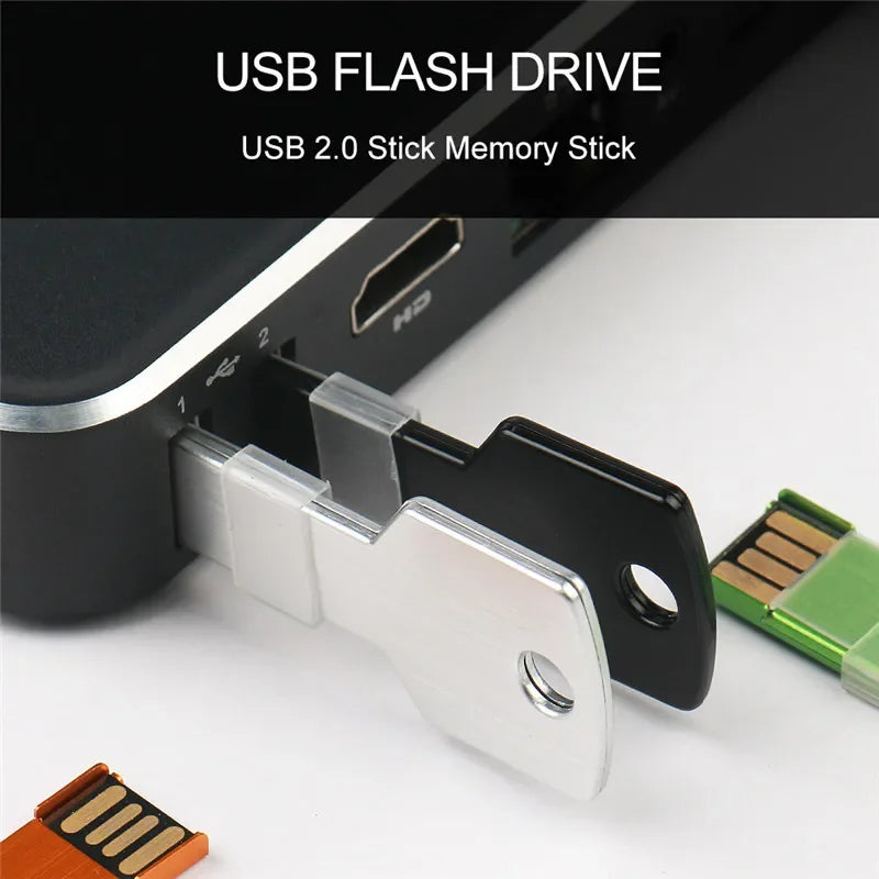 usb 2.0 key shape flash drive, waterproof metal pen drive, 4gb-64gb memory stick, portable data storage for business and personal use