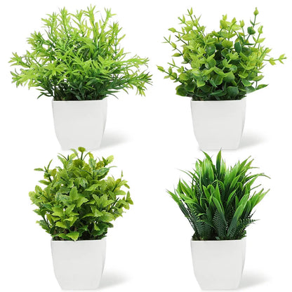 Artificial Eucalyptus Bonsai Plant, Green Decorative Mini Potted Tree, Indoor Home Décor, Garden, Bedroom, Office Display, Plastic Fake Plant for Tabletop Arrangement