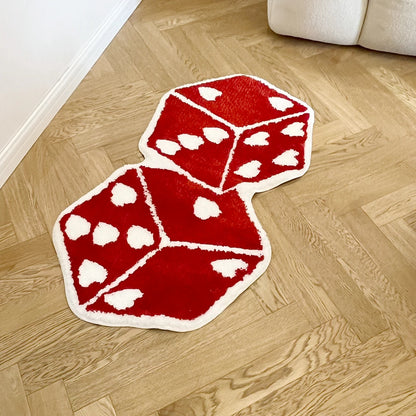 Irregular Red Dice Tufted Rug Living Room Carpet Anti Fouling Washable Cheerful Bedside Mat Soft Floor Pad Doormat Aesthetic Home Decor