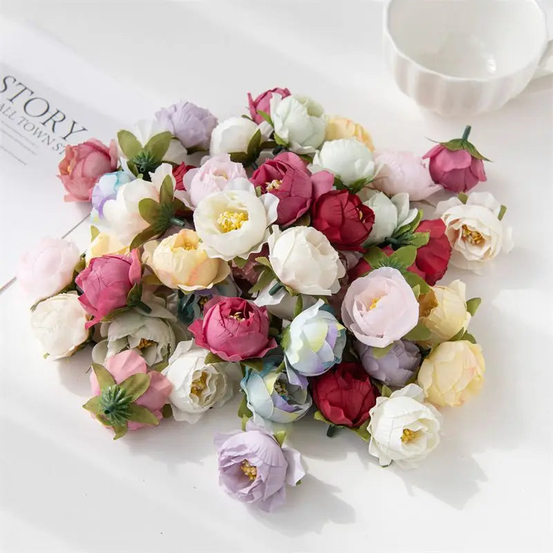 artificial silk peony flower heads 40/80pcs for diy wedding decor, home vase arrangement, bridal wreaths, party centrepieces, baby shower, indoor decorations
