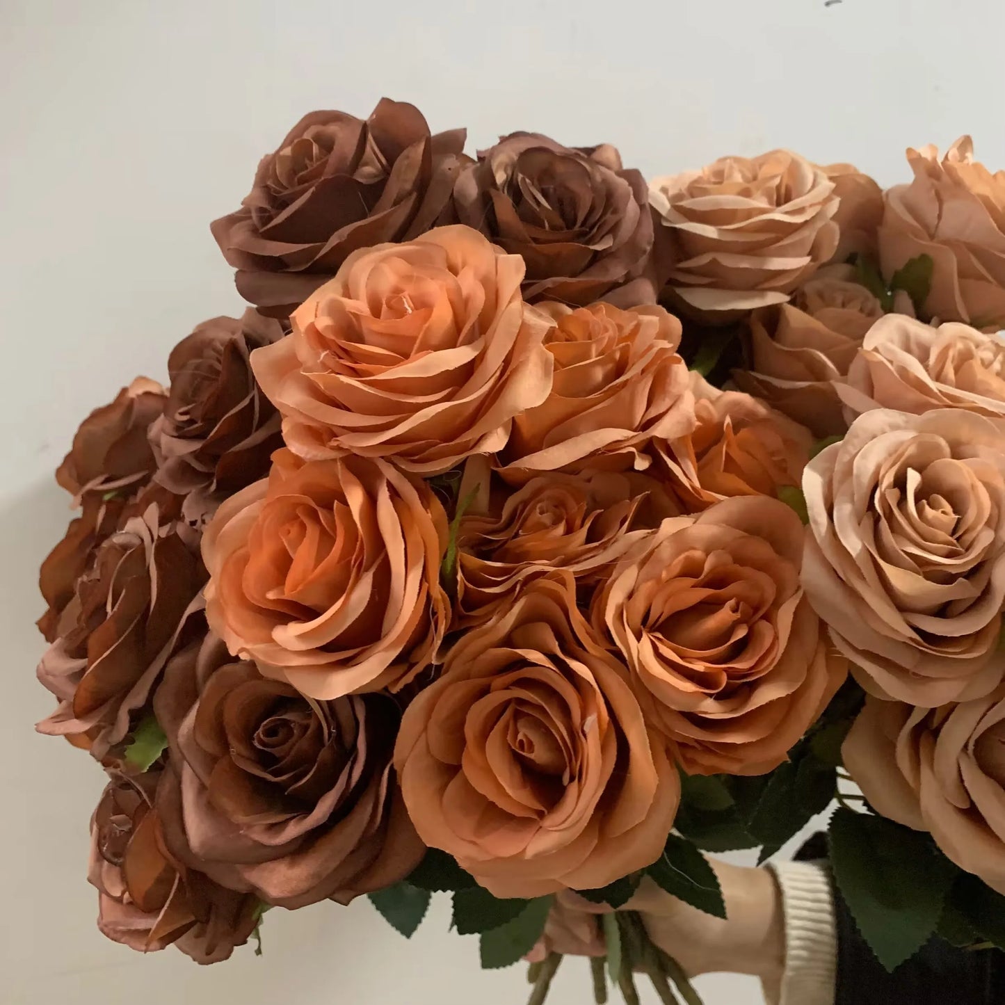 artificial roses bouquet, silk flowers for home decor, wedding, anniversaries, coffee brown, indoor events, elegant floral arrangement, perfect gift for special occasions