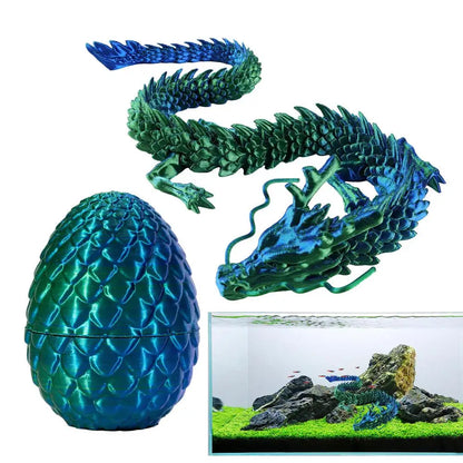 Crystal Dragon Action Figures 3D Printed Articulated Dragon With Egg Dinosaur Christmas Fidget Toy For Girls Kids Easter Basket