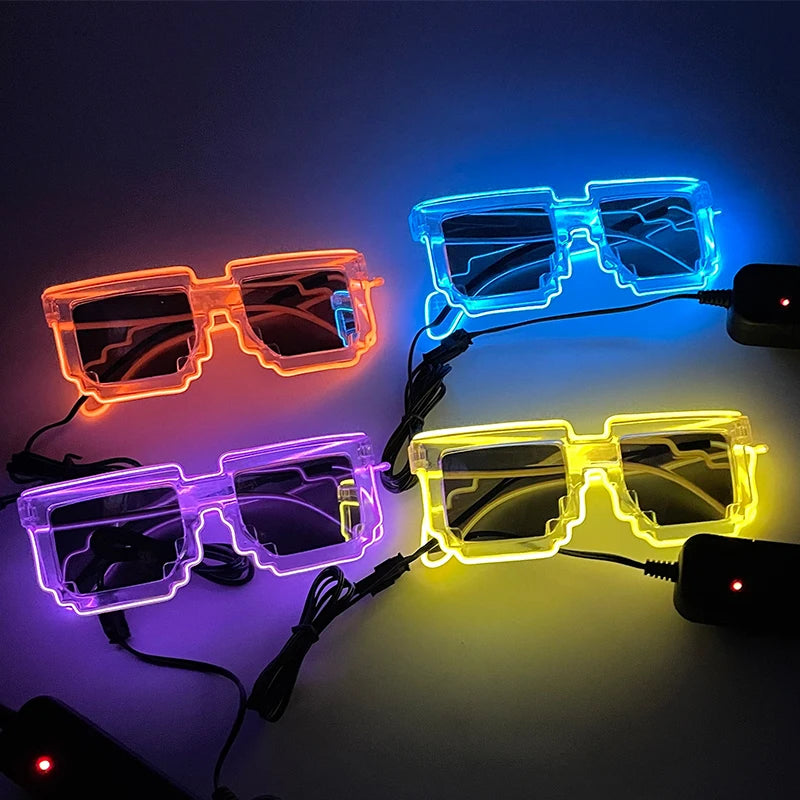 funny light up glasses luminous led mosaic glasses for men and women - halloween party supplies, glowing neon gafas for festive celebrations