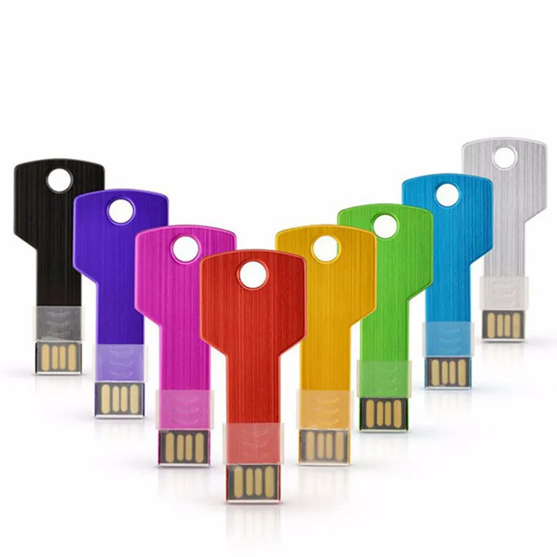 usb 2.0 key shape flash drive, waterproof metal pen drive, 4gb-64gb memory stick, portable data storage for business and personal use