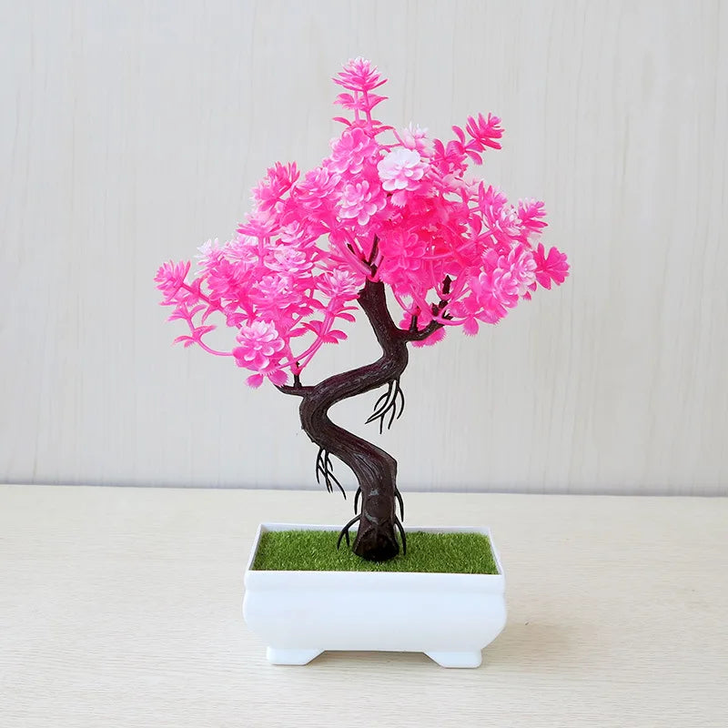 miniature artificial bonsai tree in pot, elegant faux plant decoration for home or office, desktop zen garden ornament, ideal for indoor use and exhibitions