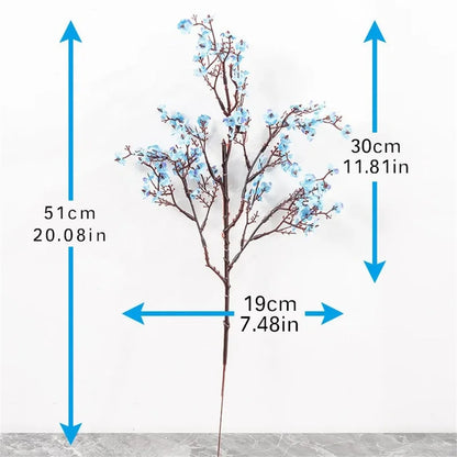 Artificial Cherry Blossom & Baby's Breath Bouquets - Gypsophila Faux Flowers for Wedding, Anniversary, Shower or Home Indoor Decoration, Rattan Material
