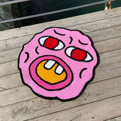 Cherry Bomb Anti-Slip Imitation Cashmere Rugs Plush Home Door Mat Smiley Pattern Printing Custom Living Room Decor
