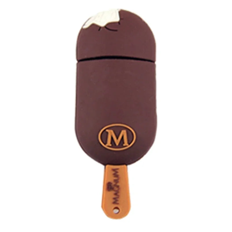 whimsical cartoon ice cream usb flash drive 128gb/64gb/32gb in chocolate design, perfect for kids’ gifts, photography, business or wedding, portable silicone memory stick