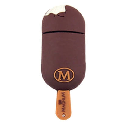 Whimsical Cartoon Ice Cream USB Flash Drive 128GB/64GB/32GB in Chocolate Design, Perfect for Kids’ Gifts, Photography, Business or Wedding, Portable Silicone Memory Stick