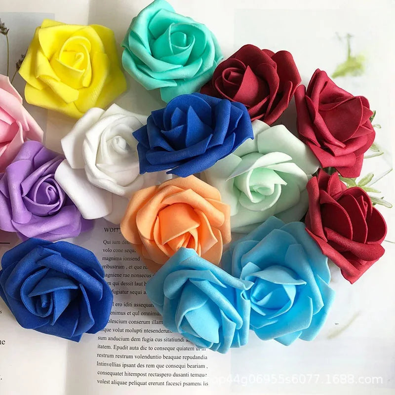 artificial rose flower heads 7cm | wedding party home decor | garden diy crafts | 10/20/50 pack | anniversary birthday housewarming event decoration