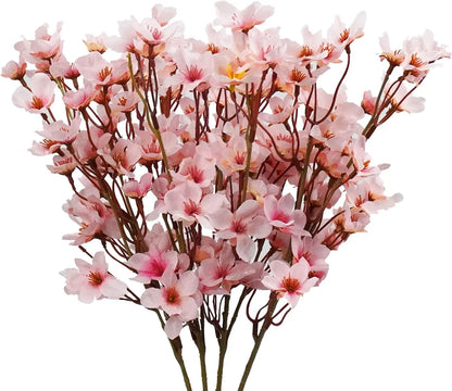 Artificial Silk Cherry Blossom Flower Branches 41cm - Pink Decorative Faux Floral Arrangement for Home, Party, Wedding, Anniversary, Baby Shower, Indoor Decor Use