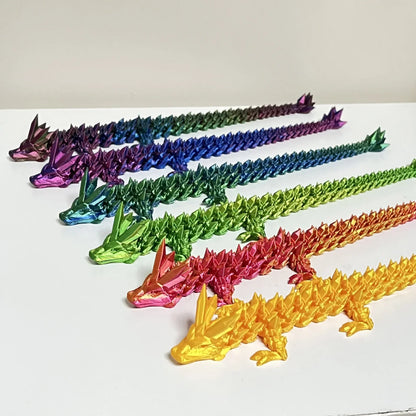 3D Printed Antistress Dragon Fidget Toy Rotatable Articulated 30cm Colors