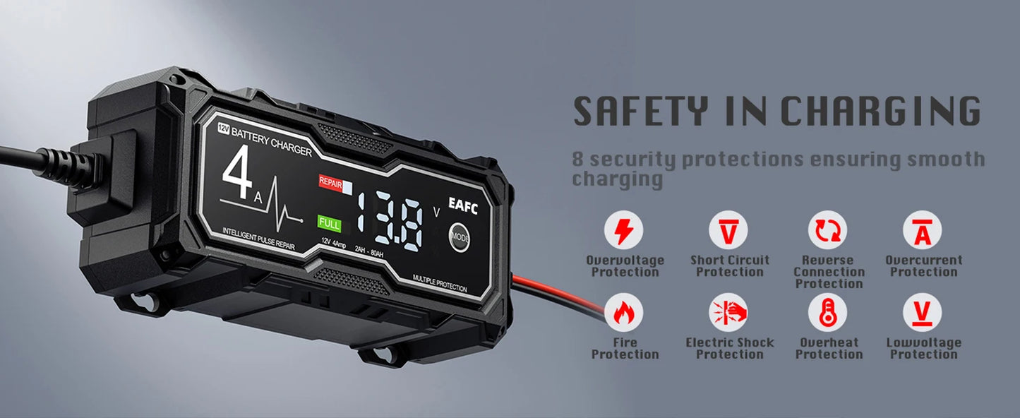 b0dphwrggl eafc 12v 4a car motorcyclebattery charger lcd display  intelligent chargers multiple protection pulse repair agm batterycharger